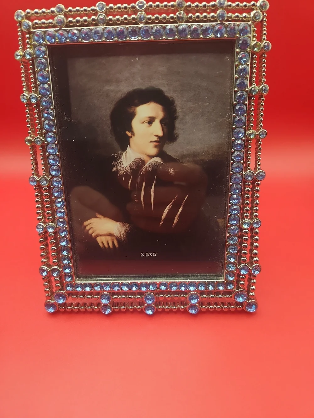 Decorative Blue and Silver Jeweled Photo Frame - Home AccentsSmall 3.5x3.5&3.5×5